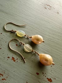 Image 6 of AAA nucleated pearl and Ethiopian opal earrings