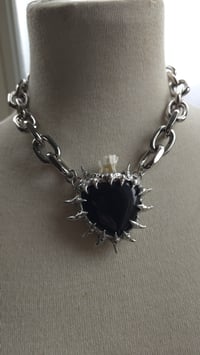 Image 6 of Obsidian and deer tooth heart statement necklace