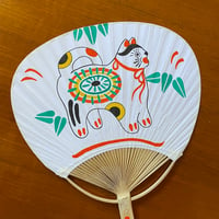 Image 2 of Cat and Bamboo, handpainted Fan