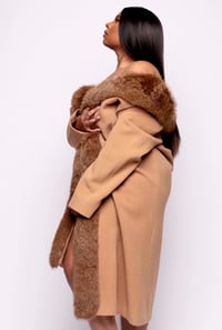 Image 2 of Vintage Long Line Fur Collar Wool Coat 