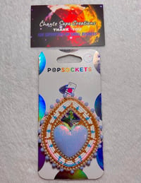 Image 1 of Hand Polished Blue Heart Beaded Popsocket 