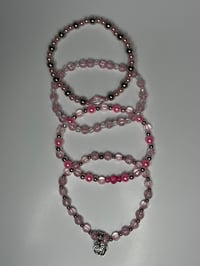 Image 2 of Pink & Silver Heart Tumbler Charm Bracelet | Valentine Cup Accessory
