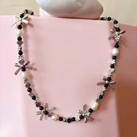 Image 2 of Black Beads with Bows, Flowers and Pearls - One of a Kind