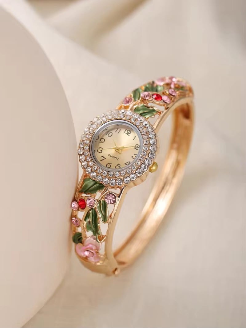 Image of Gold Floral Watch Bangle