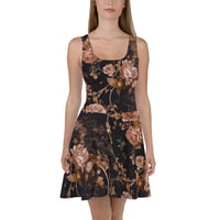 Image 1 of Dark Rose Gold Butterfly Design Goth Inspired Skater Dress