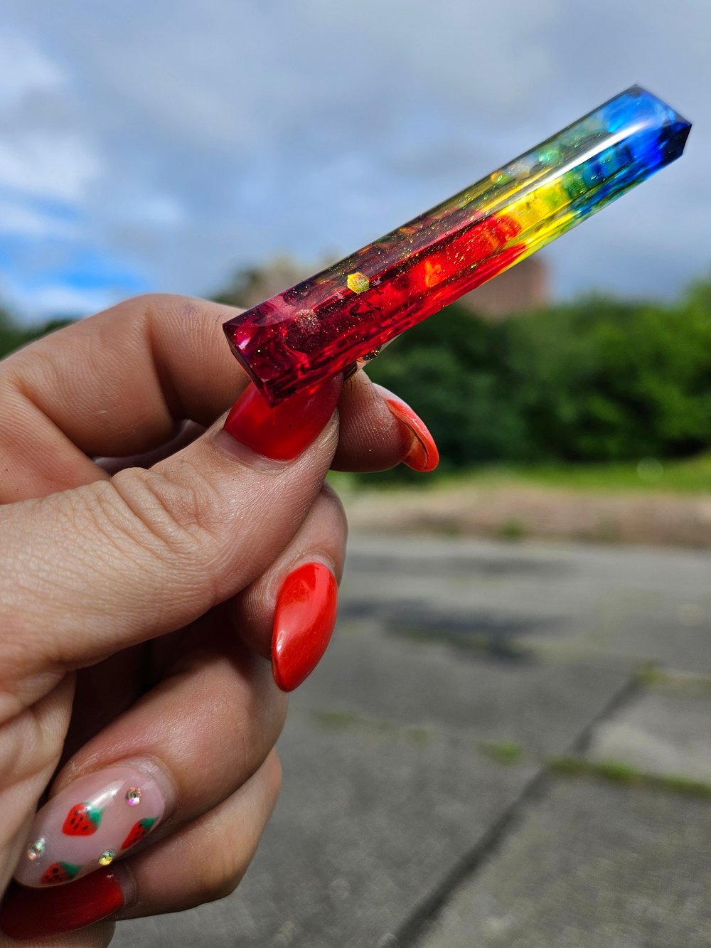 Image of Red/ Yellow/ Blue Thin Bar Barrette
