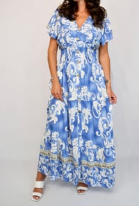 Image 2 of Large Paisley Border Button Maxi Dress