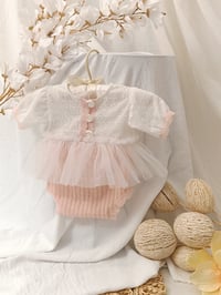 Image 3 of Photo prop | Newborn girls body-dress| Bessie | baby pink | white