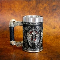 Image 7 of 👑The Armored Kingdom Winged Wrath Skull War Mug-16 oz Stainless Steel Interior-Washable-Durable
