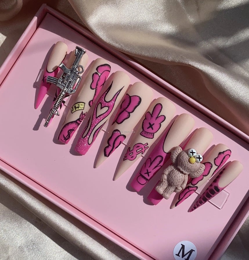 Long Coffin Press On Nails