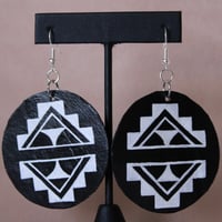 Image 3 of Black & Whitw Cloud Design Earrings