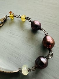 Image 14 of garnet and peacock pearl bracelet with beloved charm