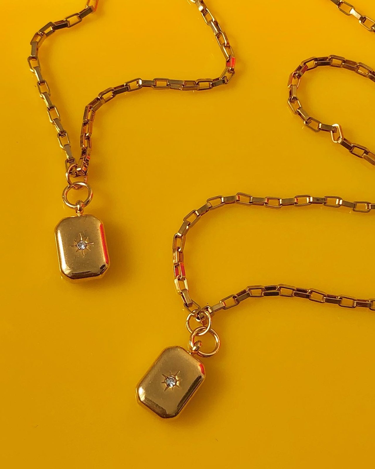 Rectangle sales gem necklace