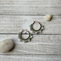 Image 2 of Pearls and Hematite Hoops - 25mm Rose Gold plated