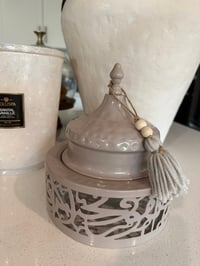 Image 2 of Taupe calligraphy date plate