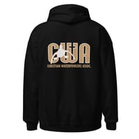 Image 1 of CHRISTIAN WATERFOWLERS ASSOCIATION CWA BACK AND FRONT BRANDED UNISEX HOODIE 