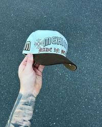 Image 1 of  BEIGE BRIM TRI TONE MEXICO CUSTOM FITTED CAP
