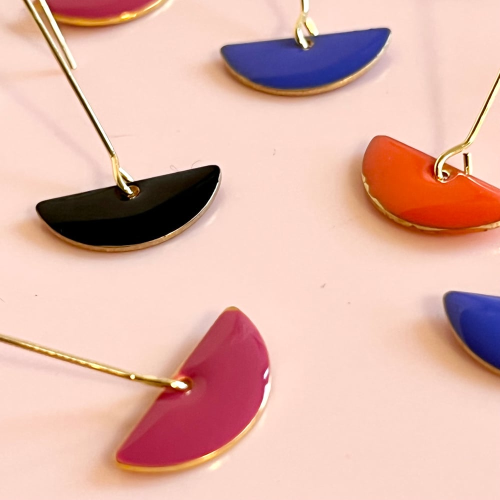 Image of Enamel Half Circle Drops New Colours