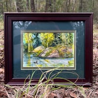 Image 1 of “loon on lake” original painting framed