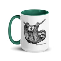 Image 14 of Hanging Around Sloth Ceramic Coffee Mug Line Art by CrystalsArtPaws