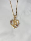 D Initial Tricolor Corazón De Flor 14K Gold Plated Necklace 