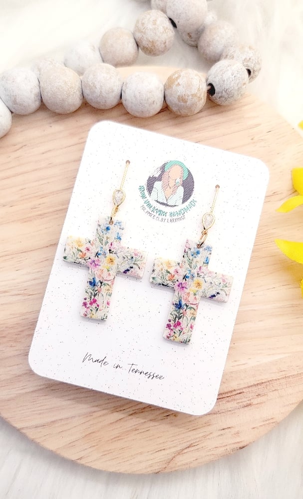 Image of Floral Cross Dangle
