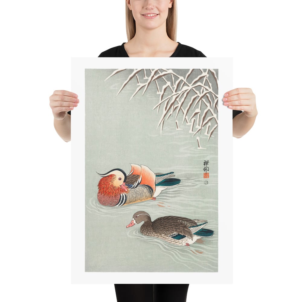 Mandarin ducks - by Ohara Koson - Poster