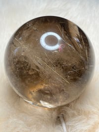 Image 20 of Golden Rutile In Smoky Quartz Sphere #1771
