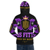 BOSSFITTED Black Purple and Gold AOP Unisex Hoodie