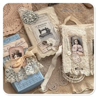 Image 2 of Vintage style french DMC Thread Box with snippet book and lace sewing book cover