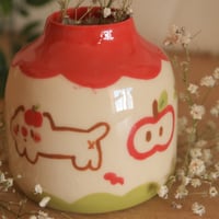 Image 4 of 'Silly Apple Kitty' Bud Vase