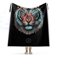 Sherpa Blanket Coral and Teal Tiger