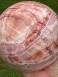 Image 5 of Large Banded Calcite Crystal Sphere Statement Piece #853