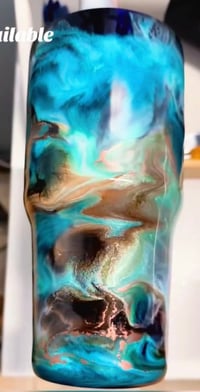 Image 1 of 30 oz Teal and Brown  Tumbler #3 Kristen 