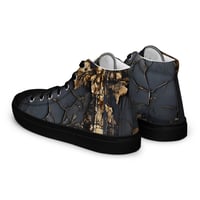 Image 6 of Gold and Black Tattered Texture Look Goth Inspired Women’s high top canvas shoes