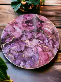 Image 1 of 14" Lazy Susan Turntable Epoxy Resin Art 'The Empress'