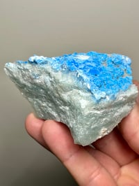 Image 4 of Rare Cyanotrichite On Green Fluorite Matrix Specimen | Guizhou China #2873