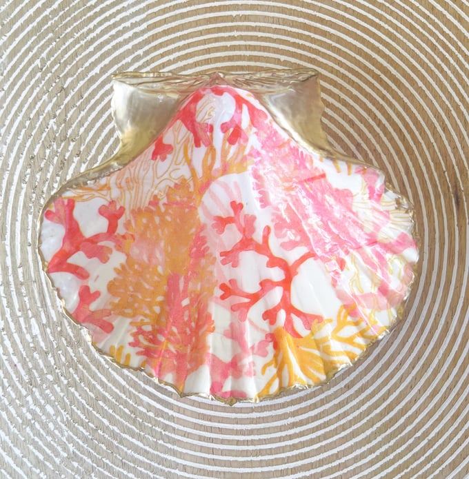 Image of Pink + Orange Coral - Medium Shell Trinket Dish