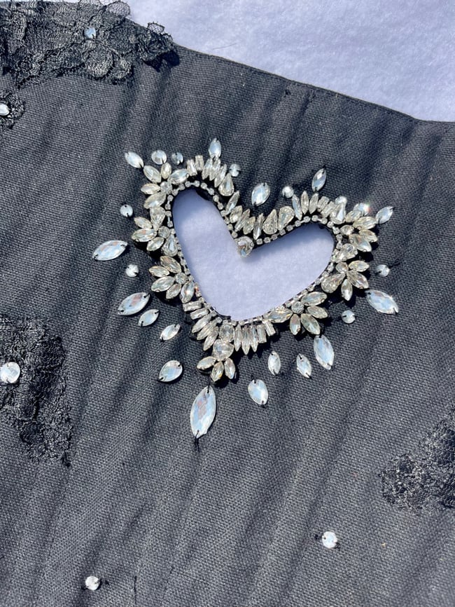 Black Cut out heart encrusted corset