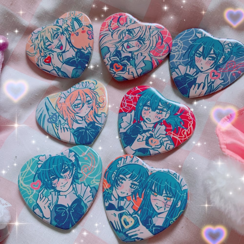 Image of Chainsaw Man Maid 2.25 Heart Badges 