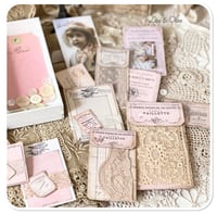 Image 3 of Vintage Style box of vintage French lace samples buttons cotton reels