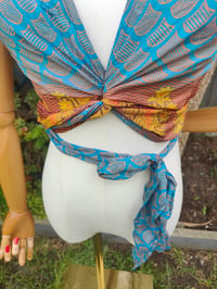 Image 8 of Pasha Co ord set top and frill wrap skirt - turquoise orange