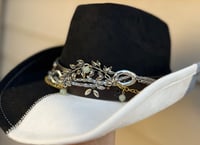 Image 2 of Black/Caramel/Gray/White Cowboy Hat Silver and Bronze Band