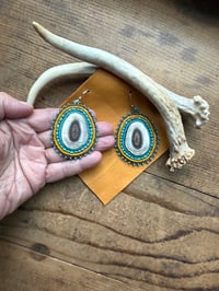 Image 2 of Beaded Caribou Antler slice Earrings