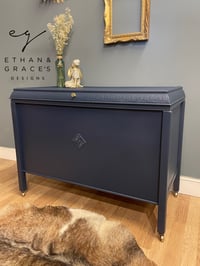 Image 1 of Dark blue blanket storage box