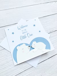 Image 3 of New Baby Polar Bear Handmade Card - Adorable Card for Welcoming a Newborn