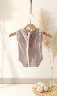 Image 3 of Photo prop | Newborn boy onesie for photoshoot | Robbie| neutral beige | sleeveless