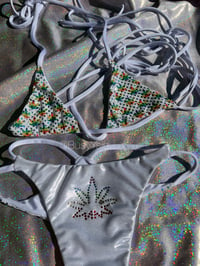 Image 3 of Rainbow 420 Strappy Side Thong Bottom with Rainbow Leaf