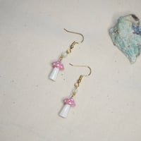 Image 1 of Mushroom & Moonstone Earrings / Pink