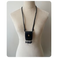 Image 4 of Treasure Pouch Necklace in Midnight Grey Leather
